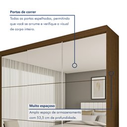 Guarda Roupa Casal Premium Rennes 205,9cm com Espelho 3 Portas 4 Gavetas Espresso Móveis     - 3