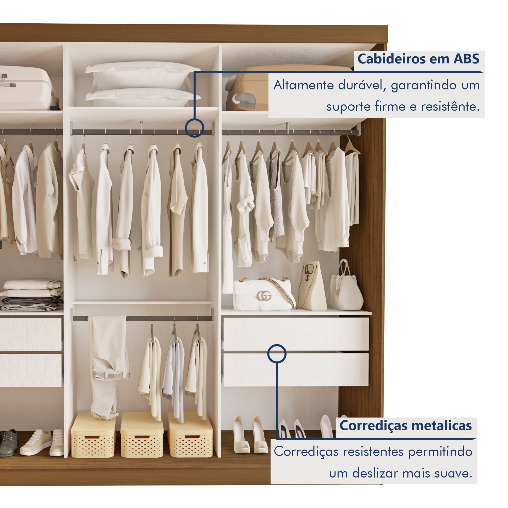 Guarda Roupa Casal Premium Rennes 205,9cm com Espelho 3 Portas 4 Gavetas Espresso Móveis     - 4