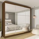 Ver imagem 1 de Guarda Roupa Casal Premium Rennes 205,9cm com Espelho 3 Portas 4 Gavetas Yescasa Marrom/Freijó