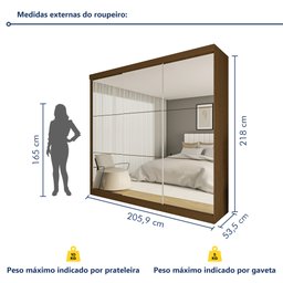 Guarda Roupa Casal Premium Rennes 205,9cm com Espelho 3 Portas 4 Gavetas Espresso Móveis     - 8