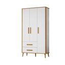 Ver imagem 2 de Guarda-Roupa Infantil 3 Portas 2 Gavetas 100% MDF Retrô Magic Baby Carvalho e Branco