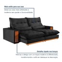 Ver imagem 5 de Sofa Retratil e Reclinavel Capri 210cm Kc Rei de Casa Veludo Preto