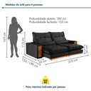 Ver imagem 4 de Sofa Retratil e Reclinavel Capri 210cm Kc Rei de Casa Veludo Preto