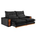 Ver imagem 1 de Sofa Retratil e Reclinavel Capri 210cm Kc Rei de Casa Veludo Preto