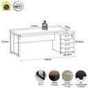 Ver imagem 3 de Mesa Escritório Diretor 1,70m a 1,92m 4 Gavetas Pé Metal F5