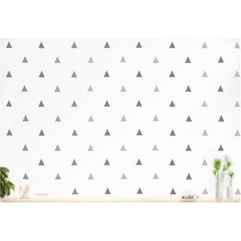 Adesivo de Parede Triângulos Tons de Cinza 55 Unid. 8,5cm X 8,2cm