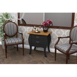 Mesa de Cabeceira Bombe Premier Preto/Cumarú- Patrimar Móveis - 1