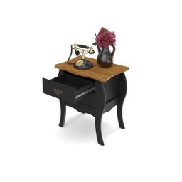 Mesa de Cabeceira Bombe Premier Preto/Cumarú- Patrimar Móveis - 3
