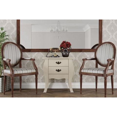 Mesa de Cabeceira Bombe Premier Off-White- Patrimar Móveis