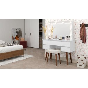 Penteadeira Camarim Strass com Banqueta Branco - Patrimar