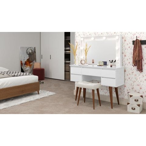 Penteadeira Camarim Strass com Banqueta Branco - Patrimar