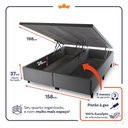 Ver imagem 3 de Conjunto Box Baú Queen Liverpool Cinza 158x198x80 c/ Molas Ensacadas