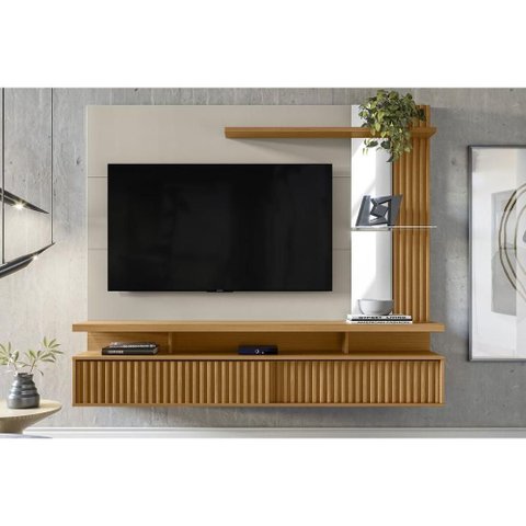 Home P/ Tv até 60 Pol Maragogi C/ 2 Porta e 2 Prateleiras 182x154cm Nature/off White - Linea Brasil