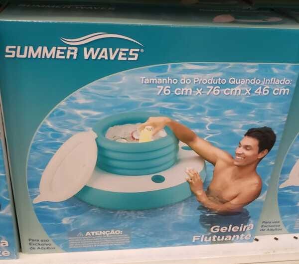 Boia Cooler geleira aquática inflável flutuante MadeiraMadeira