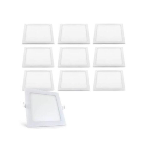 Kit 10 Painel 12w Led Quadrado Plafon Embutir Luminária