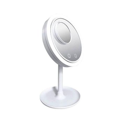 Espelho Maquiagem Led Ventilador Touch Screen Usb Zoom 5x
