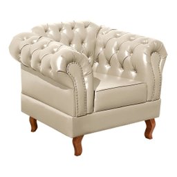 Conjunto Sofá Chesterfield 3 Lugares + 2 Poltronas Dom Pedro - Couríssimo Bege - 4