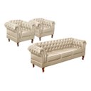 Ver imagem 1 de Conjunto Sofá Chesterfield 3 Lugares + 2 Poltronas Dom Pedro - Couríssimo Bege