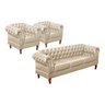 Conjunto Sofá Chesterfield 3 Lugares + 2 Poltronas Dom Pedro - Couríssimo Bege - 1