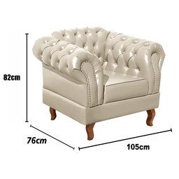 Conjunto Sofá Chesterfield 3 Lugares + 2 Poltronas Dom Pedro - Couríssimo Bege - 6