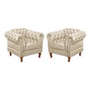 Ver imagem 3 de Conjunto Sofá Chesterfield 3 Lugares + 2 Poltronas Dom Pedro - Couríssimo Bege