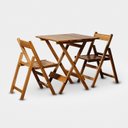 Ver imagem 2 de Conjunto de Mesa 70x70cm e 2 Cadeiras Dobráveis em Madeira Maciça com Verniz