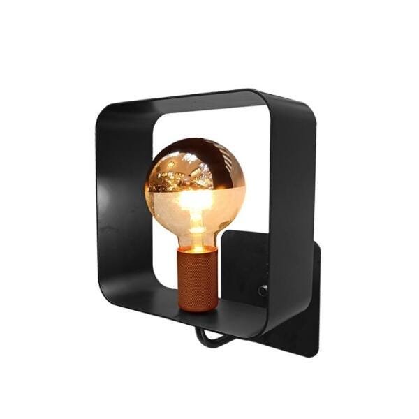 Luminária de Parede Arandela Square cor Preta com Acabamento Cobre para 1 Lâmpada E27 Bivolt - 4