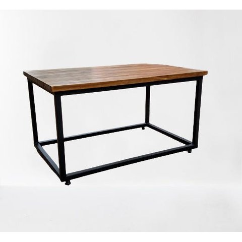 Mesa de centro estilo industrial GDecor - tampo madeira maciça