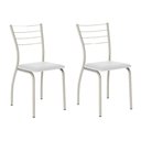 Ver imagem 1 de Conjunto 2 Cadeiras 1700 Tubo Prata Napa Branca Carraro