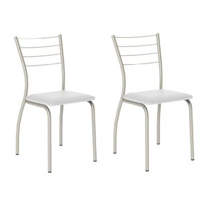 Conjunto 2 Cadeiras 1700 Tubo Prata Napa Branca Carraro