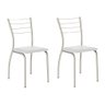 Conjunto 2 Cadeiras 1700 Tubo Prata Napa Branca Carraro - 1
