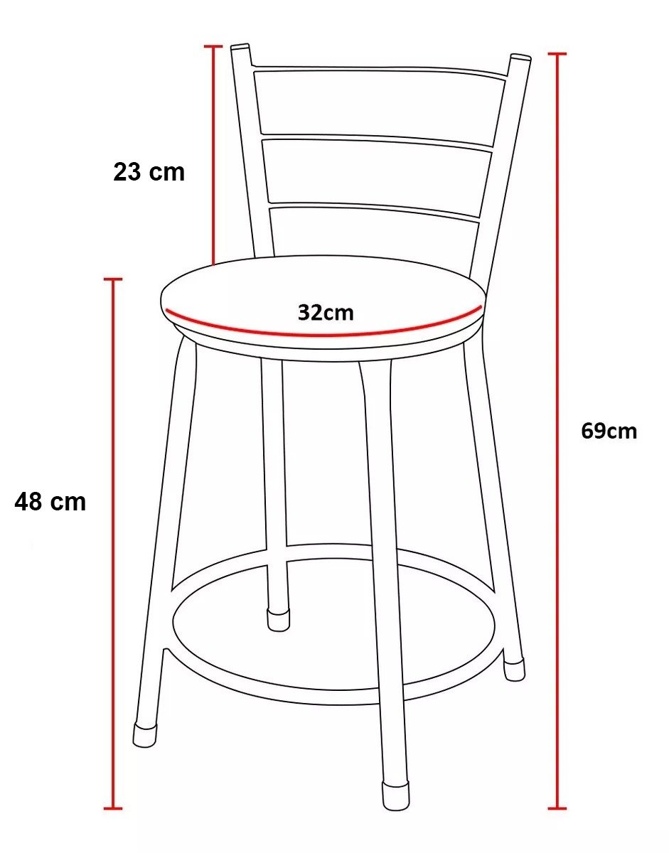 2 Banquetas Baixa para Cozinha Epoxi Branca:branco - 6