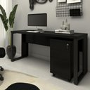 Ver imagem 1 de Mesa Escrivaninha Industrial 150cm Gaveteiro Clean Pés Metal Cor:preto