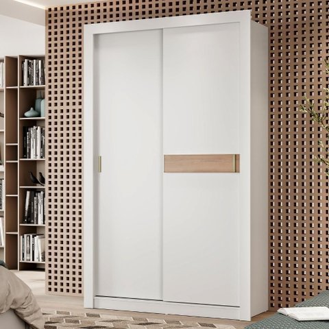 Guarda Roupa Solteiro 2 Portas de Correr Vivacce Carraro Branco C/ Freijó