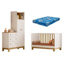 Ver imagem 4 de Quarto de Bebê com Berço Slim e Guarda Roupa com Cômoda Flora Branco Freijó Qmovi + Colchão Ortobom