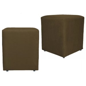 Kit 2 Puffs Quadrado Cubo Banqueta Decorativo Utilize - Marrom