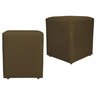 Kit 2 Puffs Quadrado Cubo Banqueta Decorativo Utilize - Marrom - 1