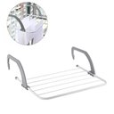 Ver imagem 1 de Varal Portatil de Porta Janela Sacada Apartamento Suporte Seca Roupa Dobravel 5 Varetas Pratico