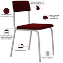 Ver imagem 4 de Kit 06 Cadeiras Estofada para Sala de Jantar Sense Branco C01 Veludo Vermelho Vinho - Lyam Decor