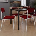 Ver imagem 2 de Kit 06 Cadeiras Estofada para Sala de Jantar Sense Branco C01 Veludo Vermelho Vinho - Lyam Decor