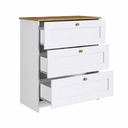 Ver imagem 3 de Cômoda Americana 80cm 3 Gavetas CM4300 Branco/Ipê - Decibal