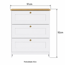 Ver imagem 6 de Cômoda Americana 80cm 3 Gavetas CM4300 Branco/Ipê - Decibal