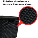 Ver imagem 5 de Kit 4 Caixas Organizadoras Rattan 20 Litros Empilhável Preta - Cesto Organizador 20l