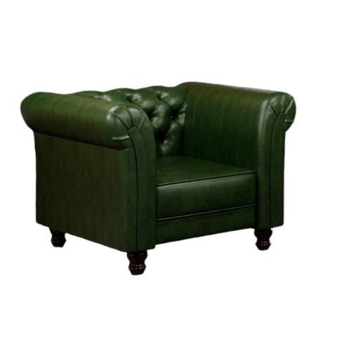 Poltrona de Couro Sala de Estar Chesterfield Verde Esmeralda - Mozzelar