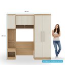 Ver imagem 3 de Guarda Roupas Solteiro Modulado com Painel e Cabeceira Selene Menu Móveis Carvalho