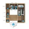 Guarda Roupas Solteiro Modulado com Painel e Cabeceira Selene Menu Móveis Carvalho - 5