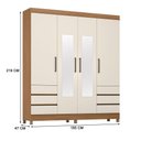 Ver imagem 5 de Guarda Roupa Casal Roma 4 Portas de Bater 6 Gavetas com Espelho Amêndola-Off White Demóbile