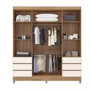Ver imagem 4 de Guarda Roupa Casal Roma 4 Portas de Bater 6 Gavetas com Espelho Amêndola-Off White Demóbile