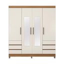 Ver imagem 3 de Guarda Roupa Casal Roma 4 Portas de Bater 6 Gavetas com Espelho Amêndola-Off White Demóbile