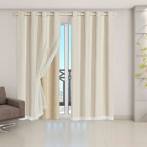 Cortina Blackout PVC com Tecido Voil 2,80 M x 2,80 M - Bege
